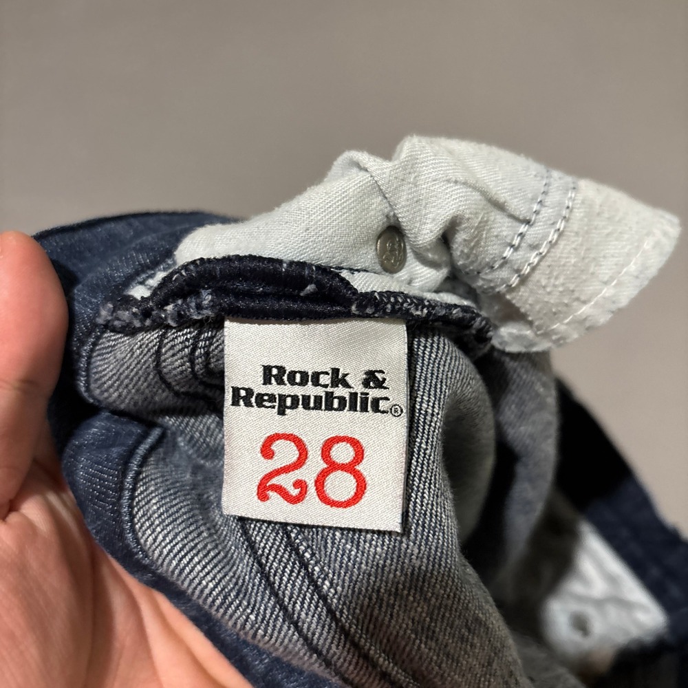 Rock & Republic Womens 28 Dark Wash Flare Low Rise Jeans Grunge Denim Y2K Chic - Picture 4 of 7